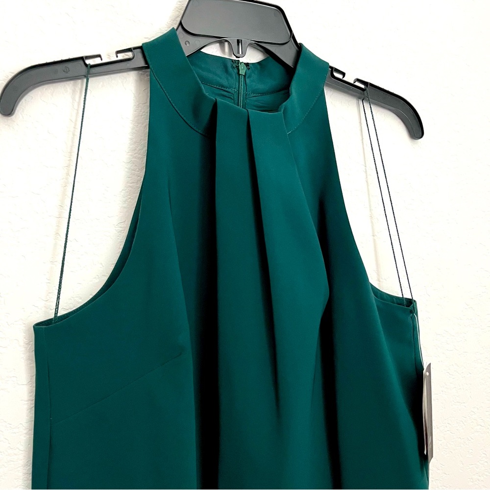 Aidan By Aidan Mattox Halter Swing Faux Feather Trim Cocktail Dress - Picture 6 of 11